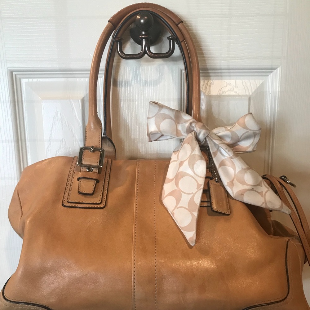Tan leather Coach purse